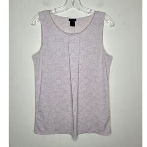 Ann Taylor pink white lace print tank top sleeveless blouse - small